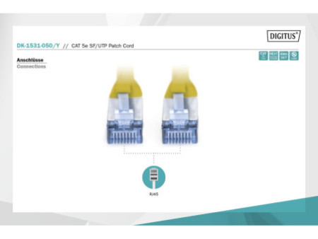 DIGITUS Câble patch Premium, Cat. 5e, SF/UTP, 5 m, jaune