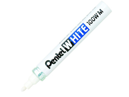 Pentel Marqueur permanent X100W, pointe ogive, 2,5 mm, blanc
