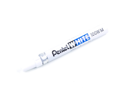 Pentel Marqueur permanent X100W, pointe ogive, 2,5 mm, blanc