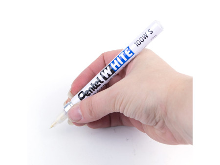 Pentel Marqueur permanent X100W, pointe ogive, 1,3 mm, blanc