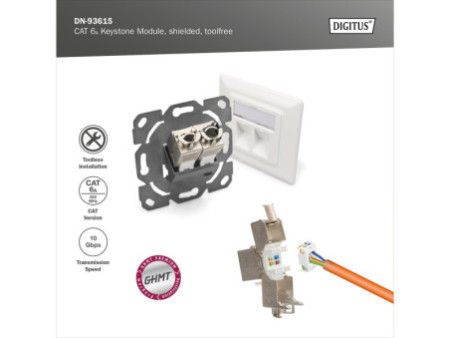 DIGITUS Module Keystone cat.6A, blindé, gris
