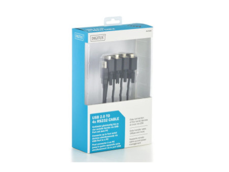 DIGITUS câble adaptateur USB 2.0 - 4 x RS232, 1 Mbps