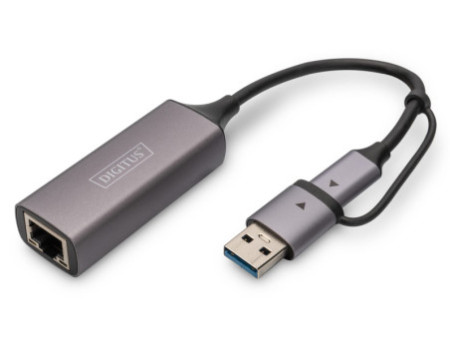 DIGITUS Adaptateur Gigabit Ethernet USB type-C, USB-C+USB A