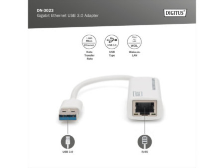DIGITUS Adaptateur USB 3.0 vers Gigabit Ethernet, blanc