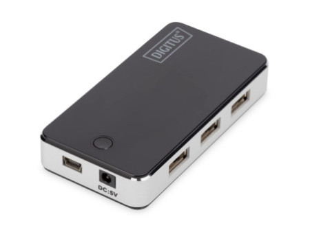DIGITUS Hub USB 2.0, 7 ports, avec bloc d'alimentation, noir