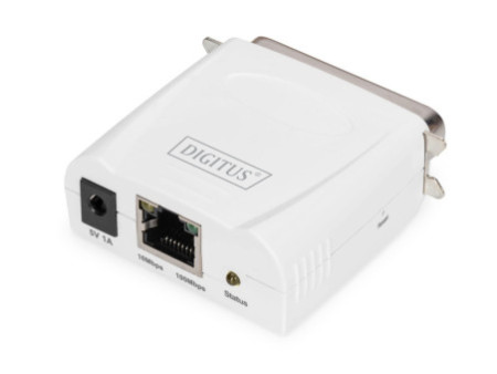 DIGITUS Serveur d'impression Fast Ethernet, parallèle, blanc