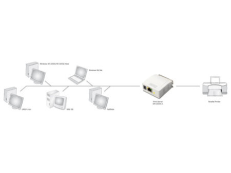 DIGITUS Serveur d'impression Fast Ethernet, parallèle, blanc