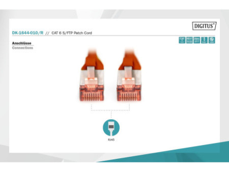 DIGITUS Câble de brassage, Cat. 6, S/FTP, 1,0 m, rouge