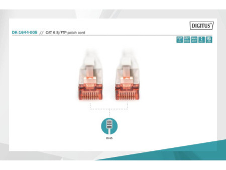 DIGITUS Câble de brassage, Cat. 6, S/FTP, 0,5 m, gris