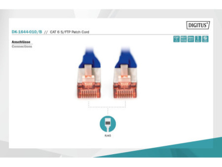 DIGITUS Câble de brassage, Cat. 6, S/FTP, 1,0 m, bleu
