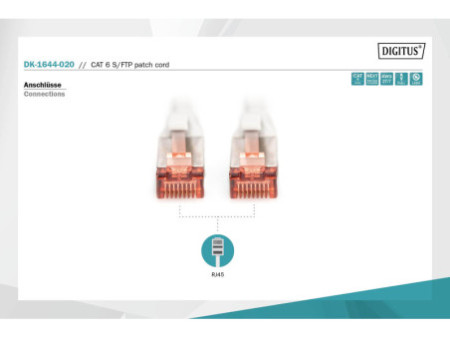 DIGITUS Câble de brassage, Cat. 6, S/FTP, 2,0 m, gris