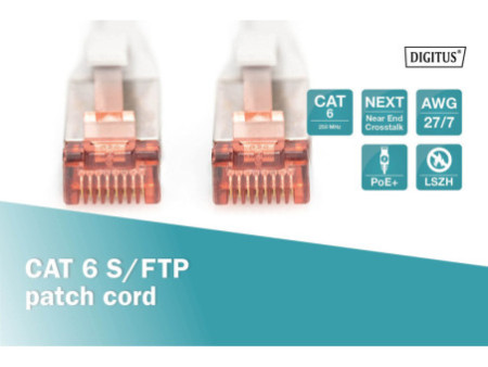 DIGITUS Câble de brassage, Cat. 6, S/FTP, 2,0 m, gris