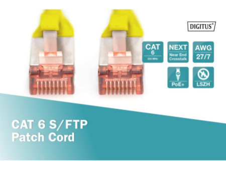 DIGITUS Câble de brassage, Cat. 6, S/FTP, 2,0 m, jaune