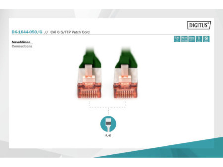 DIGITUS Câble de brassage, Cat. 6, S/FTP, 5,0 m, vert