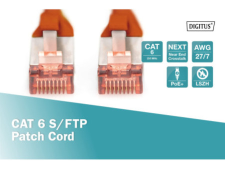 DIGITUS Câble de brassage, Cat. 6, S/FTP, 10,0 m, rouge