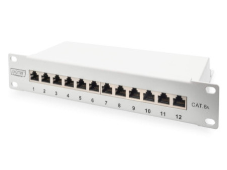 DIGITUS Panneau de brassage 10' Cat.6A, blindé, 12 ports, 1U