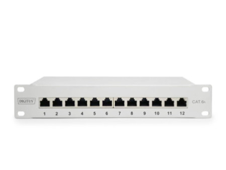 DIGITUS Panneau de brassage 10' Cat.6A, blindé, 12 ports, 1U