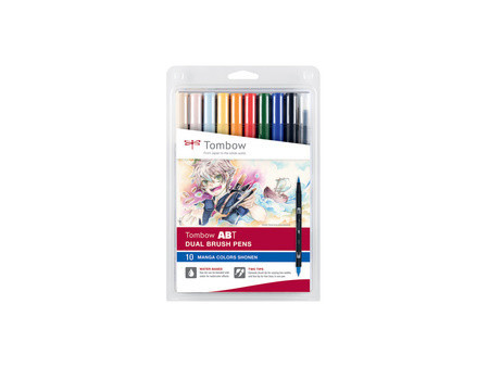 Tombow Feutre double pointe 'ABT DUAL BRUSH PEN', set de 10