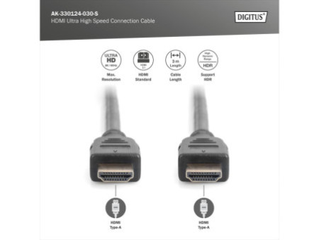 DIGITUS Câble de raccordement Ultra High Speed HDMI, 3,0 m
