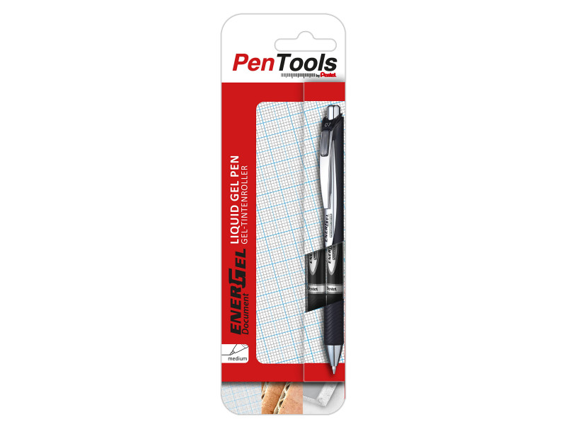 Pentel Roller encre gel EnerGel Document, étui de 2