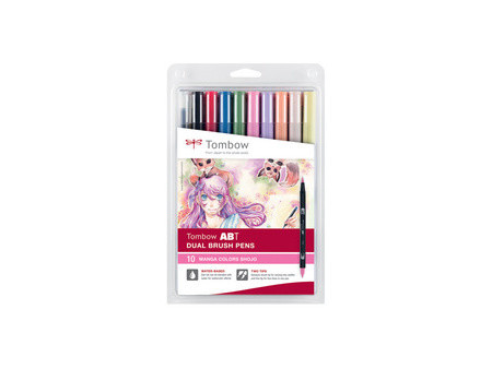 Tombow Feutre double pointe 'ABT DUAL BRUSH PEN', set de 10