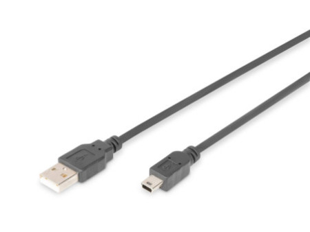 DIGITUS mini câble USB 2.0, USB-A - mini USB-B de 5 broches,