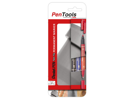 Pentel Marqueur permanent Pen, double pointe, en étui de 3