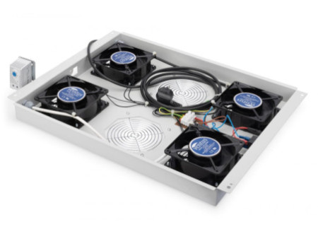 DIGITUS Unité de ventilation, 4 ventilateurs, gris clair