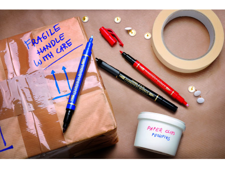 Pentel Marqueur permanent Pen, double pointe, en étui de 3