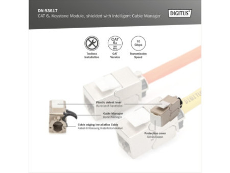 DIGITUS Module Keystone cat.6A, blindé, gris