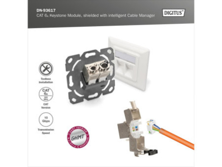 DIGITUS Module Keystone cat.6A, blindé, gris