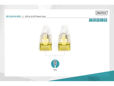 DIGITUS Câble de brassage Cat.6A, S/FTP, 0,5 m, gris