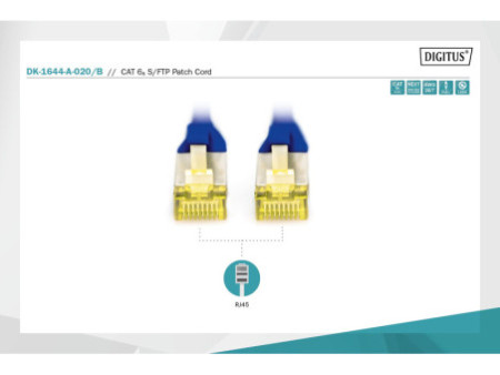 DIGITUS Câble de brassage Cat.6A, S/FTP, 2,0 m, bleu
