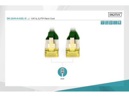 DIGITUS Câble de brassage Cat.6A, S/FTP, 2,0 m, vert