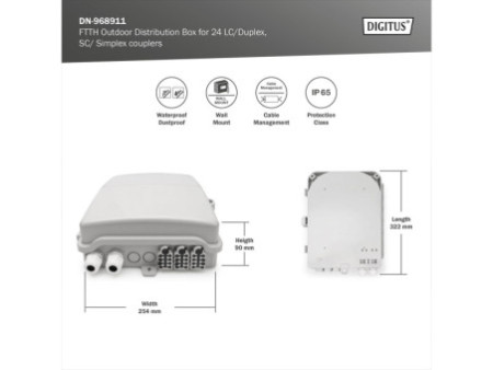 DIGITUS Boîte d'épissures fibres optiques OUTDOOR, pour 48