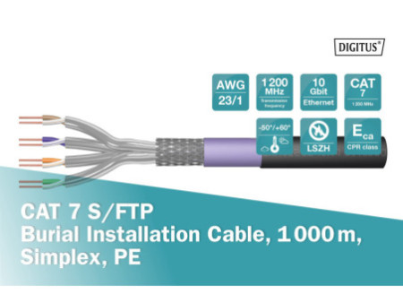 DIGITUS Cable d'installation cat. 7, S/FTP, PiMF, 1.000 m,