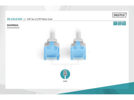 DIGITUS Câble patch, Cat. 5e, U/UTP, 2,0 m, gris