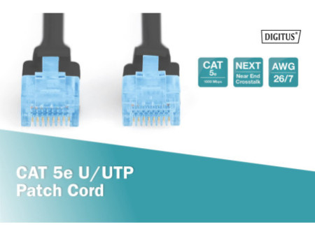 DIGITUS Câble patch, Cat. 5e, U/UTP, 2,0 m, noir