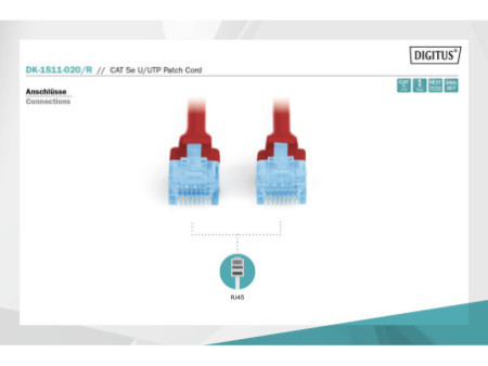 DIGITUS Câble patch, Cat. 5e, U/UTP, 2,0 m, rouge