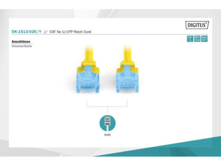DIGITUS Câble patch, Cat. 5e, U/UTP, 2,0 m, jaune