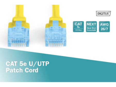 DIGITUS Câble patch, Cat. 5e, U/UTP, 2,0 m, jaune