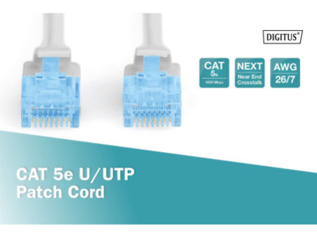 DIGITUS Câble patch, Cat. 5e, U/UTP, 3,0 m, gris