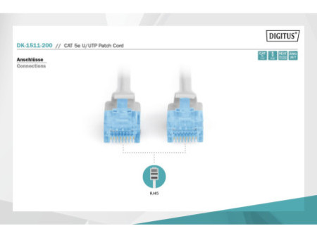 DIGITUS Câble patch, Cat. 5e, U/UTP, 20,0 m, gris