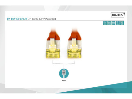 DIGITUS Câble de brassage Cat.6A, S/FTP, 7,0 m, rouge