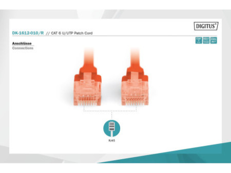 DIGITUS Câble patch, Cat. 6, U/UTP, 1,0 m, rouge