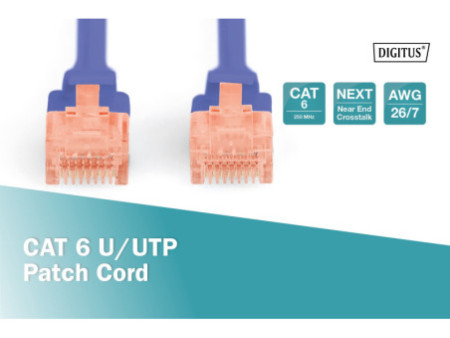 DIGITUS Câble patch, Cat. 6, U/UTP, 2,0 m, bleu