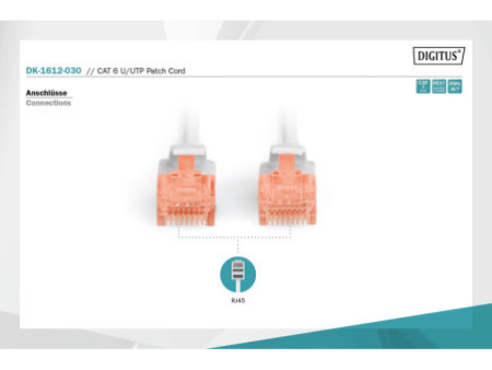 DIGITUS Câble patch, cat. 6, U/UTP, 3,0 m, gris