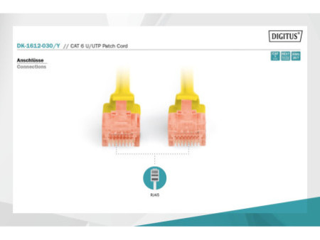 DIGITUS Câble patch, Cat. 6, U/UTP, 3,0 m, jaune