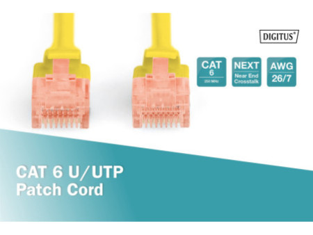 DIGITUS Câble patch, Cat. 6, U/UTP, 3,0 m, jaune