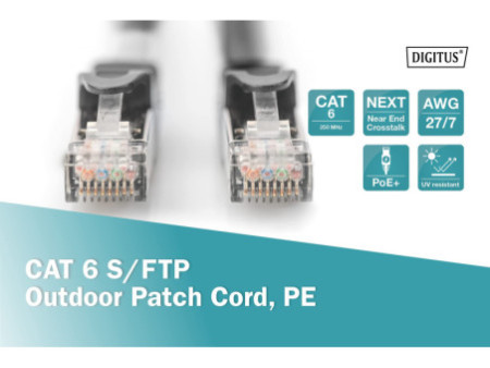 DIGITUS Câble Patch Outdoor, cat. 6, S/FTP, 3 m, noir